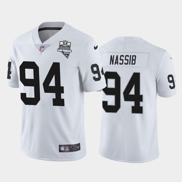 Men's Las Vegas Raiders #94 Carl Nassib White NFL 2020 Inaugural Season Vapor Limited Stitched Jersey